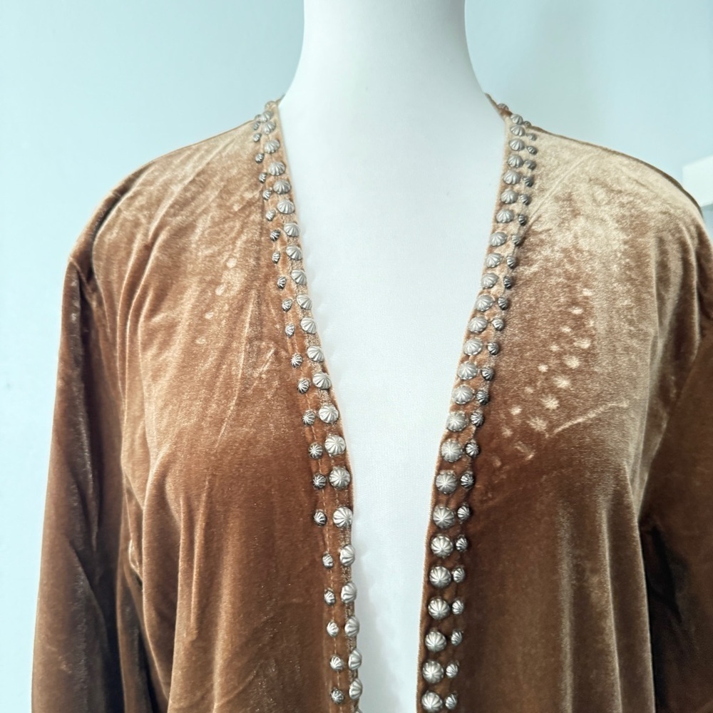 Double D Ranch Brown Brown Crushed Velvet Jacket Duster sz Large - Picture 2 of 13